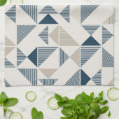 Blaubeige Geometrische Formen Geschirrtuch (Gefaltet)