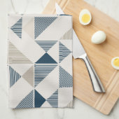 Blaubeige Geometrische Formen Geschirrtuch (Viertel Falte)