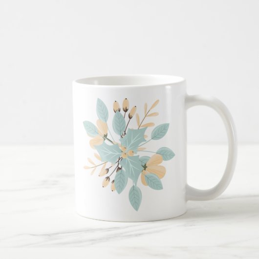 Blaubeige Pastel Winter Botanische Illustration Kaffeetasse (Rechts)