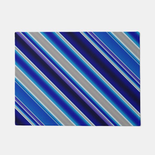 Blaubeige und Lavendelstreifen Fußmatte (Vorderseite)