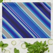 Blaubeige und Lavendelstreifen Geschirrtuch (Gefaltet)