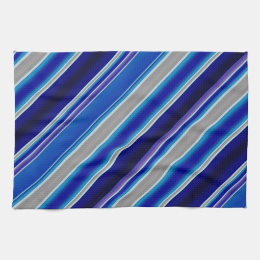 Blaubeige und Lavendelstreifen Geschirrtuch (Horizontal)