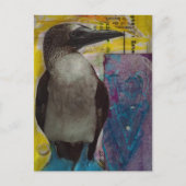 Blaubeiniger Vogel Mixed-Media-Collage Postkarte (Vorderseite)