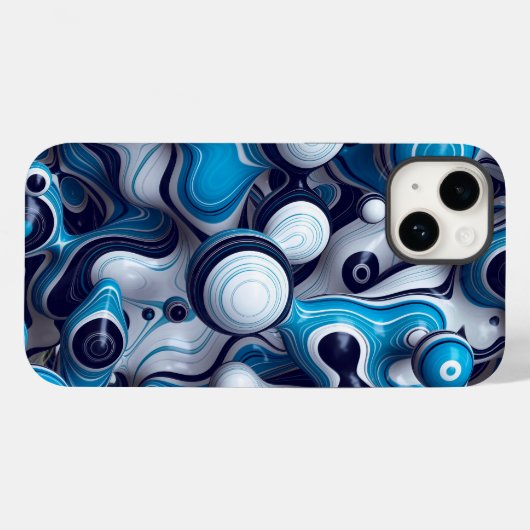 Blaublase Abstrakt | iPhone 14 Case-Mate Hülle (Rückseite (Horizontal))