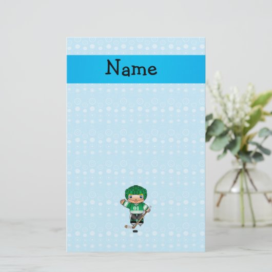 Blaublasen für Hockey-Spieler mit personalisiertem Briefpapier (Stehend Vorderseite)