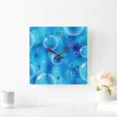 Blaublasen Quadratische Wanduhr (Zuhause)