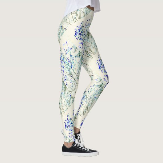 Blaublattmuster Leggings (Rechts)