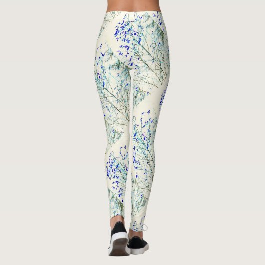 Blaublattmuster Leggings (Rückseite)