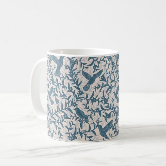 Blaublättrige Blätter von Hummingvögeln Kaffeetasse (Vorderseite Links)