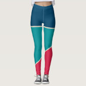 Blaublau aquamarin roter, Vintager Farbblock Leggings (Vorderseite)