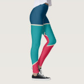 Blaublau aquamarin roter, Vintager Farbblock Leggings (Rechts)