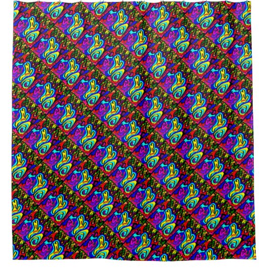 Blaublau, gemustert duschvorhang (Vorderseite)