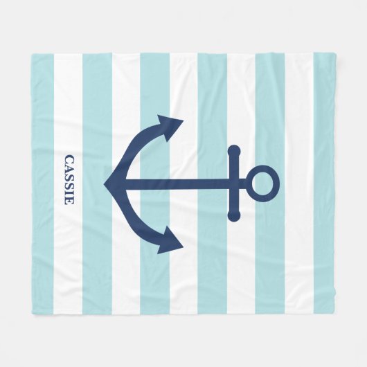 Blaublau gestreifte Decke mit Anker (Vorderseite (Horizontal))