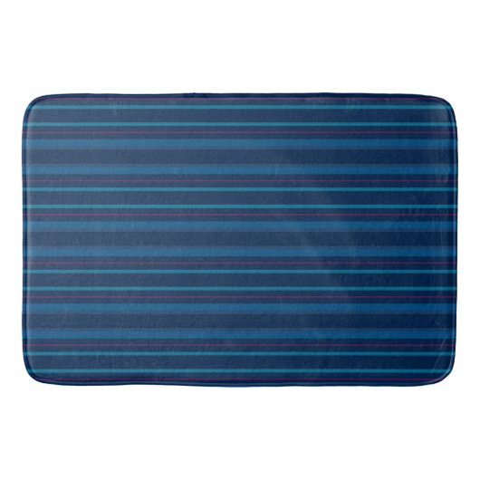 Blaublaue Streifen Badematte (Vorderseite)
