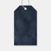 Blaublauer Blütenblättriger Botanischer Navy Geschenkanhänger (Rückseite)