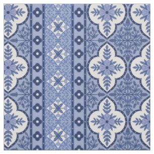 Blaublauer Böhmischer-Design Baumwolle-Twill Stoff