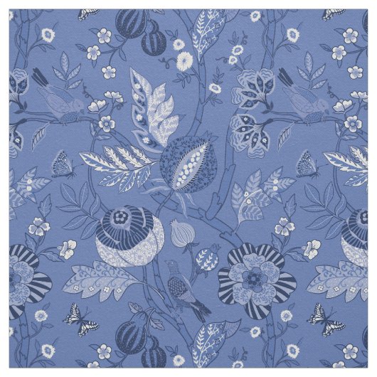 Blaublauer Böhmischer-Design Baumwolle-Twill Stoff (Muster)