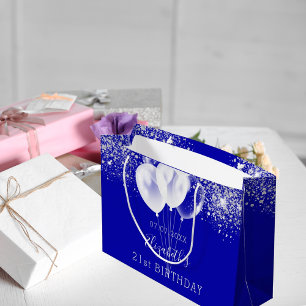 Blaublauer Glitzer Große Geschenktüte