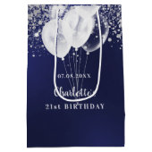 Blaublauer Glitzer Mittlere Geschenktüte (Rückseite)