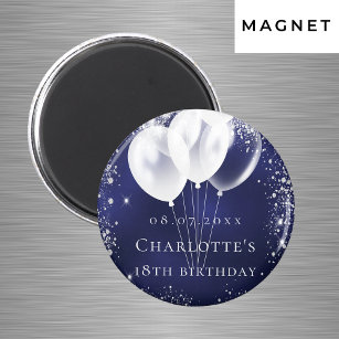 Blaublauer Silberballon der Geburtstagsnacht Save  Magnet