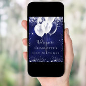 Blaublauer Silberballon der Geburtstagsnacht willk Poster