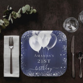 Blaublauer Silberblauer Glitzer Pappteller