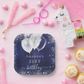 Blaublauer Silberblauer Glitzer Pappteller (Party)