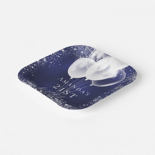 Blaublauer Silberblauer Glitzer Pappteller (Gewinkelt)