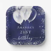 Blaublauer Silberblauer Glitzer Pappteller (Vorderseite)