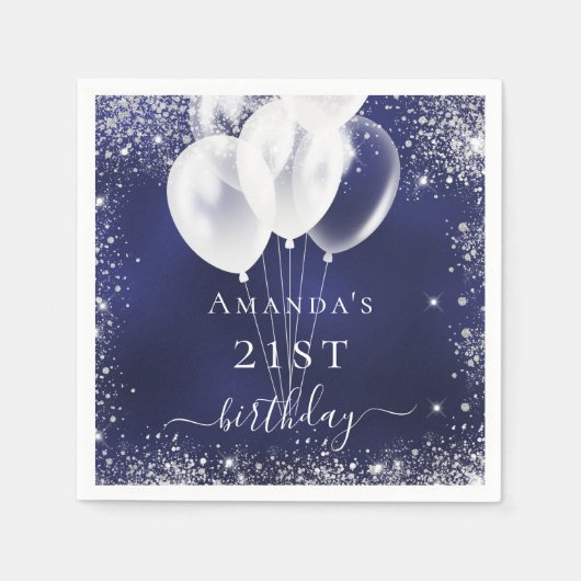 Blaublauer Silberblauer Glitzer Serviette (Vorderseite)