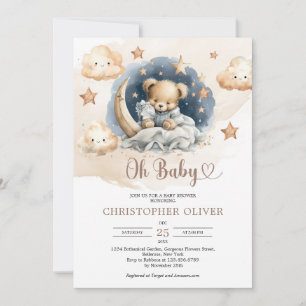 Blaublauer Teddybär Einladung