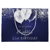 Blaublauer weißer Glitzer Glitzern-Ballons Große Geschenktüte (Rückseite)