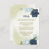 blaubläuliche Marineblumen, grüne Blätter Begleitkarte (Vorne/Hinten)