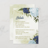 blaubläuliche Marineblumen, grüne Blätter Begleitkarte (Vorne/Hinten)