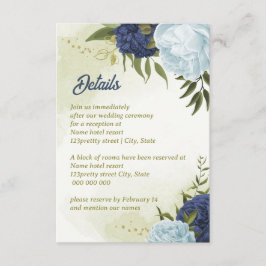 blaubläuliche Marineblumen, grüne Blätter Begleitkarte