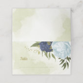 blaubläuliche Marineblumen, grüne Blätter Platzkar Platzkarte (Außenseite Aufgefaltet)