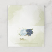 blaubläuliche Marineblumen, grüne Blätter Platzkar Platzkarte (Außenseite Aufgefaltet)