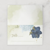 blaubläuliche Marineblumen, grüne Blätter Platzkarte (Außenseite Aufgefaltet)