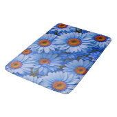 Blaubläuliche Sonnenblumen Blaue Gänse Muster Badematte (Schrägansicht)