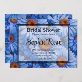 Blaubläuliche Sonnenblumen Blaue Gänse Muster Einladung (Vorne/Hinten)