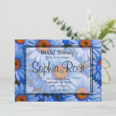 Blaubläuliche Sonnenblumen Blaue Gänse Muster Einladung (Stehend Vorderseite)