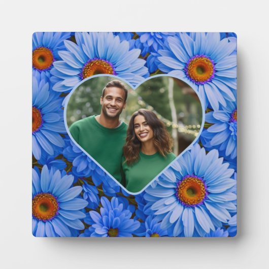 Blaubläuliche Sonnenblumen Blaue Gänse Muster Fotoplatte (Vorderseite)