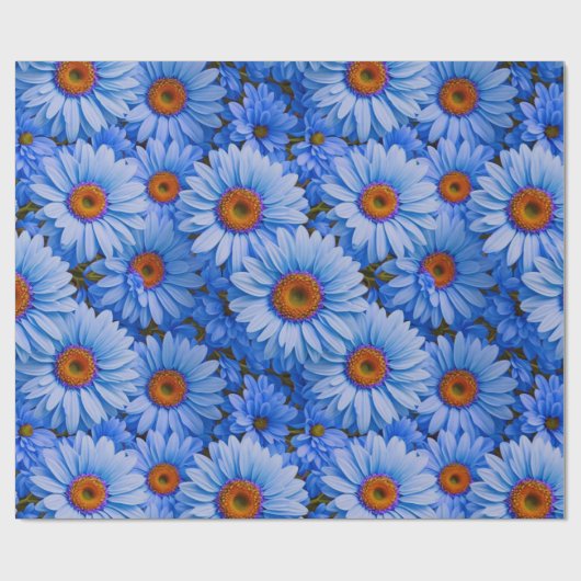 Blaubläuliche Sonnenblumen Blaue Gänse Muster Geschenkpapier (Flach)
