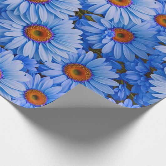 Blaubläuliche Sonnenblumen Blaue Gänse Muster Geschenkpapier (Ecke)