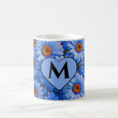 Blaubläuliche Sonnenblumen Blaue Gänse Muster Kaffeetasse (Mittel)