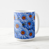 Blaubläuliche Sonnenblumen Blaue Gänse Muster Kaffeetasse (VorderseiteRechts)