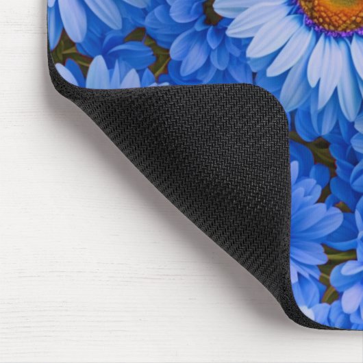 Blaubläuliche Sonnenblumen Blaue Gänse Muster Mousepad (Ecke)