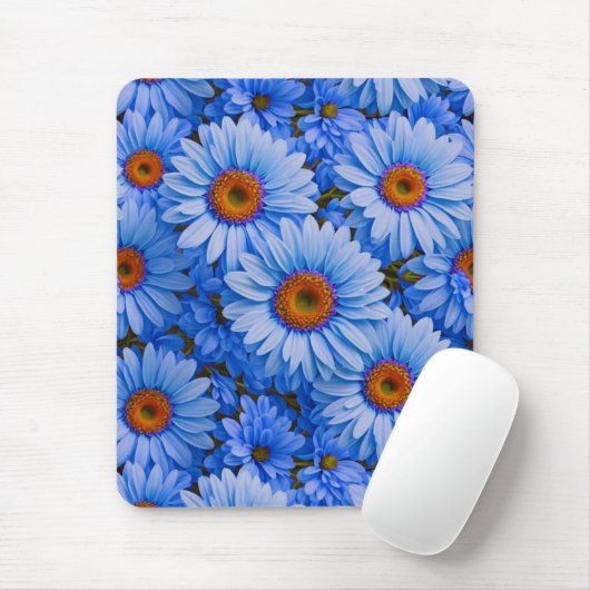 Blaubläuliche Sonnenblumen Blaue Gänse Muster Mousepad (Mit Mouse)