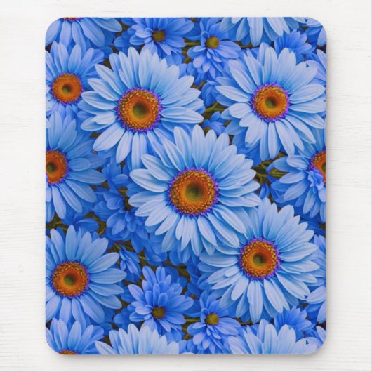 Blaubläuliche Sonnenblumen Blaue Gänse Muster Mousepad (Vorne)