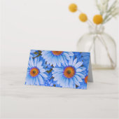 Blaubläuliche Sonnenblumen Blaue Gänse Muster Platzkarte (Rückseite)